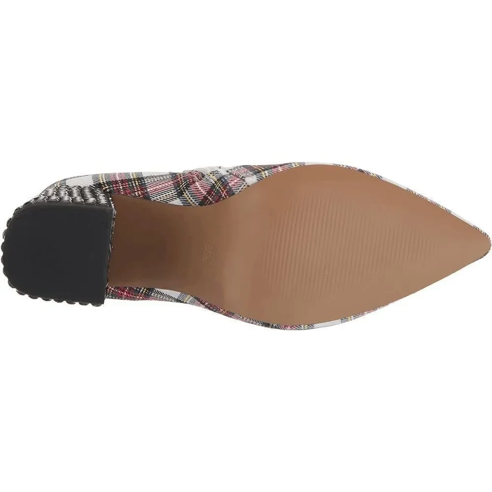 Betsey Johnson Kassie Black White‎ Red Plaid Beaded Heel Dress Bootie Size 5